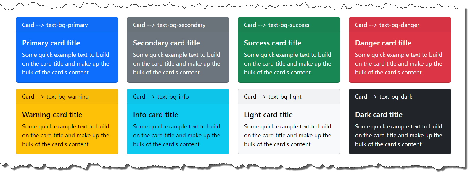 Bootstrap CSS Various Card Color