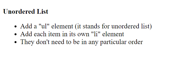 HTML Unordered List